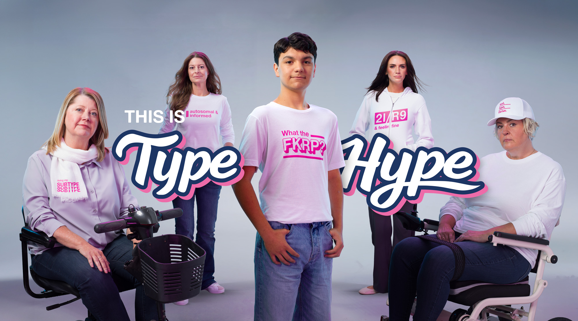Members of the LGMD community wearing Type Hype clothing