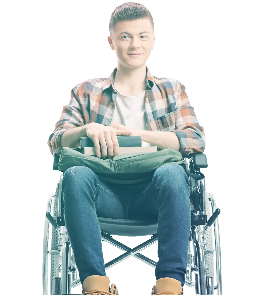 Person using a wheelchair representing mobility challenges in LGMD2I/R9