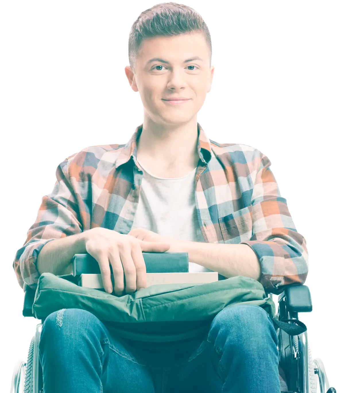 Person using a wheelchair representing mobility challenges in LGMD2I/R9